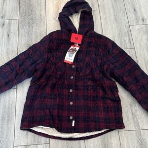 Soho Red and Black Plaid Hooded Jacket
